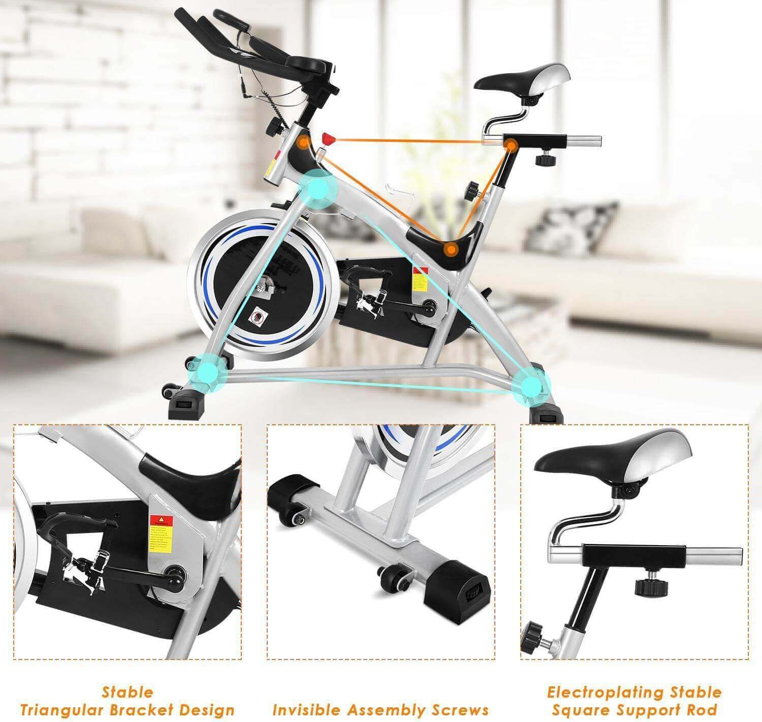 Heavy Duty Domestic Spin Bike Crystal SJ-3373