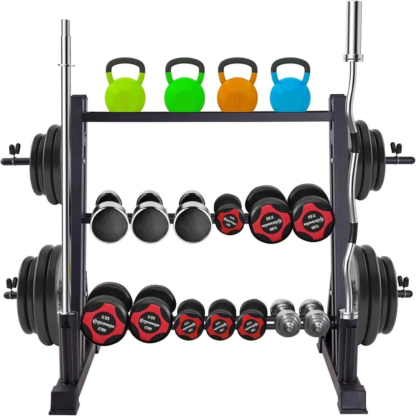 3 Tier Dumbbell Rack Multifunction  Barbells Storage Rack