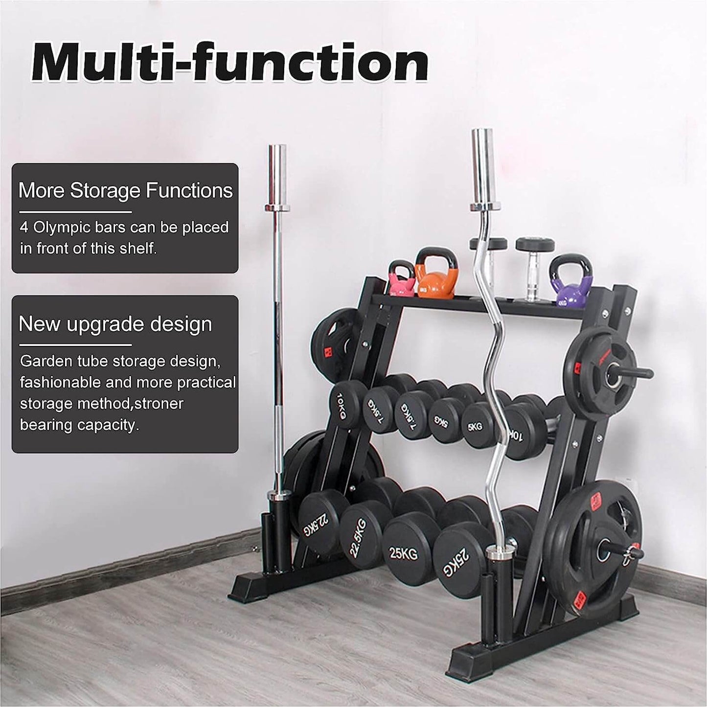 3 Tier Dumbbell Rack Multifunction  Barbells Storage Rack